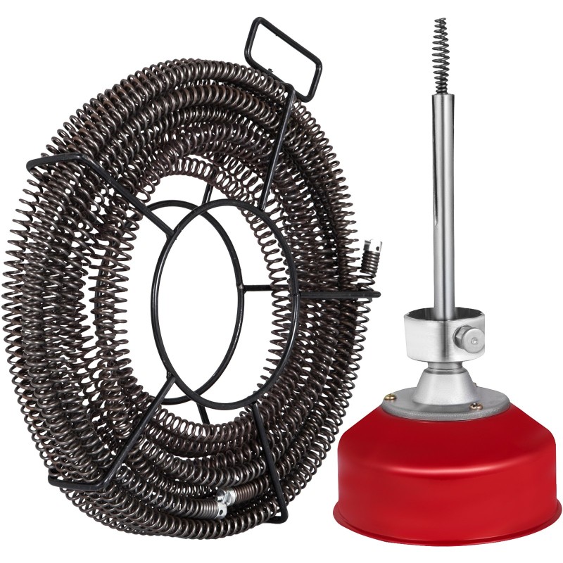 Sähköinen viemärinpuhdistaja 250W mangaaniteräksinen jousi kaksi spiraalia 20–100 mm putkille