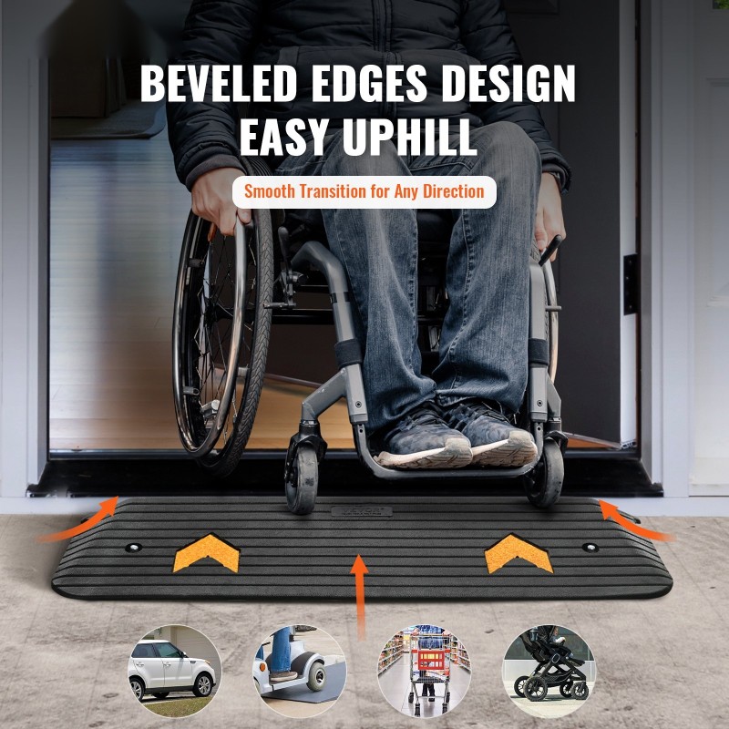 Kuminen kynnysramppi 113x24,1x2,5cm 1kpl 15t kantavuus pyörätuoleille