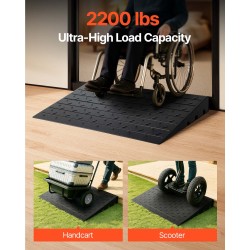 Kynnyssilta kierrätetystä kumista 10 cm korotus 3-kanavainen 1000 kg kantavuus