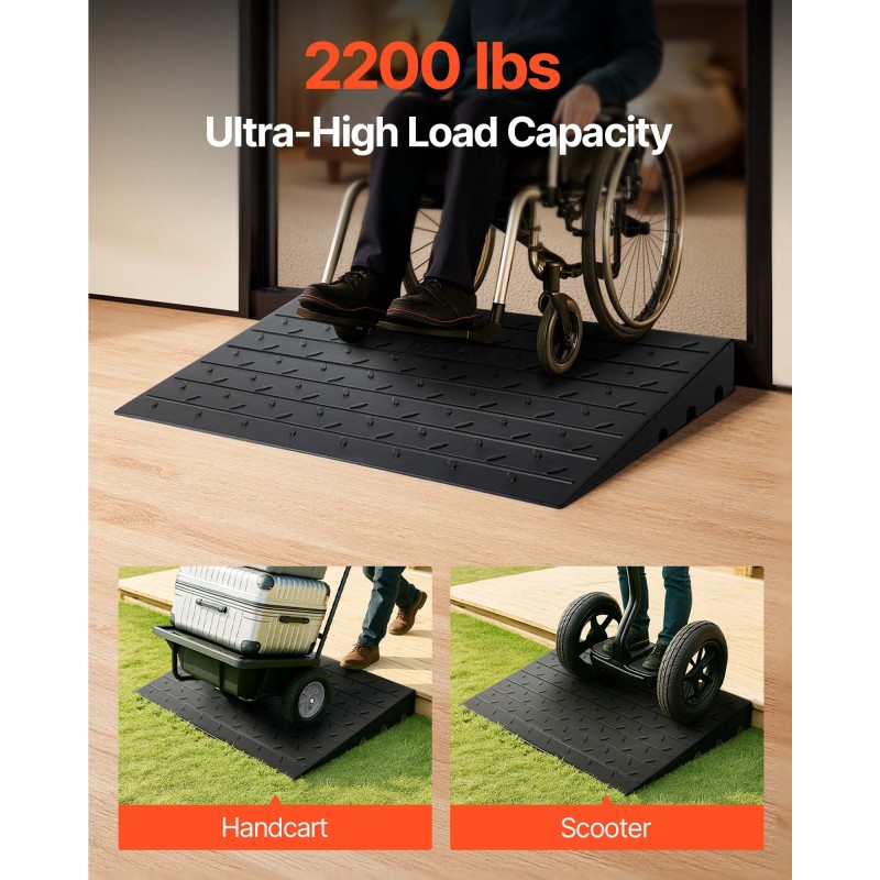 Kynnyssilta kierrätetystä kumista 10 cm korotus 3-kanavainen 1000 kg kantavuus