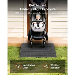 Kynnyssilta kierrätetystä kumista 10 cm korotus 3-kanavainen 1000 kg kantavuus