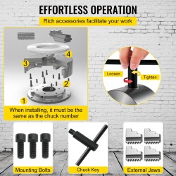 Sorvin istukka nelileukainen itsestään keskittävä valurautainen runko 125 mm teräsleuat