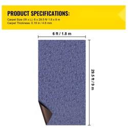 Polyesterimatto 1,8 x 9 m sisä- ja ulkokäyttöön syvänsininen liukumaton kumipohja