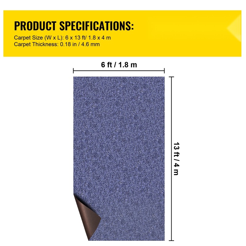 Matto sisä- ja ulkokäyttöön polyesterikuituinen kumitausta 4m 1,8m syvänsininen