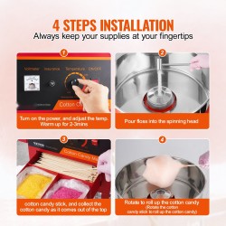 Sähköinen hattarakone vaunulla 1000W ruostumaton teräskulho punainen kotiin ja juhliin