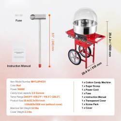 Sähkökäyttöinen hattarakone 1000 wattia ruostumattomalla teräskulholla kärryrakenteella punainen