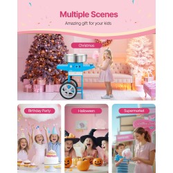 Sähköinen hattarakone kärryllä 1000 wattia 52 senttimetriä ruostumaton teräskulho vetolaatikolla sininen