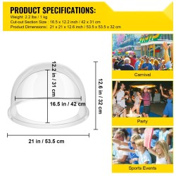 Hattarakoneen suojakupu akryyli läpinäkyvä 53,5 cm halkaisija annosteluaukolla