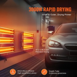 Infrapuna-maalinkuivauslamppu 3000 W kaksi kolmen pään lamppusarjaa 120x100 cm paistoala