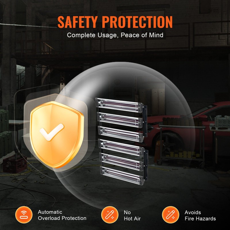 Infrapuna-maalinkuivauslamppu 3000 W kaksi kolmen pään lamppusarjaa 120x100 cm paistoala