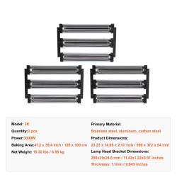 Infrapuna-lakankuivain 3000W kolmen erikseen ohjattavan lampun 120x100 cm kuivatusalue