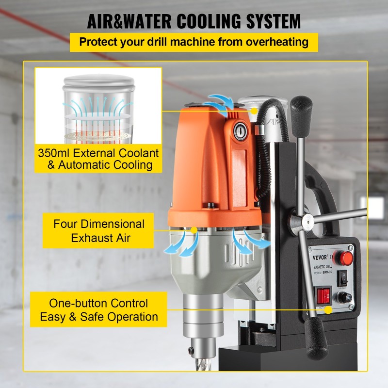 Magneettipylväsporakone metallille 980 watin 35 millimetrin poraushalkaisija 10000 newtonin pitovoima