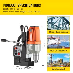 Magneettipylväsporakone metallille 980 watin 35 millimetrin poraushalkaisija 10000 newtonin pitovoima