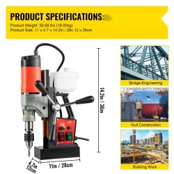 Magneettiporakone 1200 W 40 mm kruunupora 55 mm poraussyvyys 13000 N pitovoima