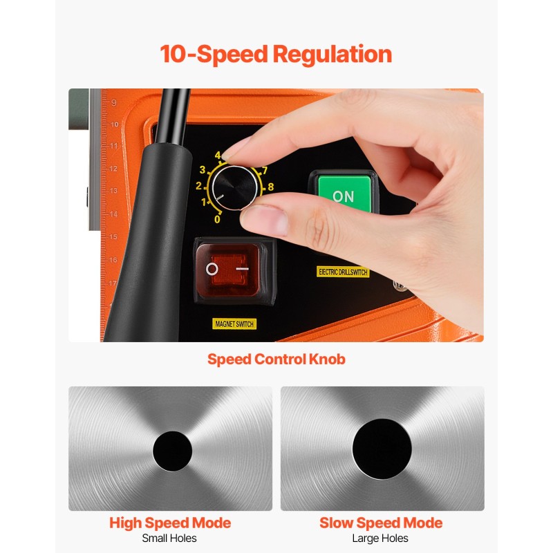 Magneettiporakone 1550 wattia kannettava kierrosnopeus 0–500 13000 newtonin magneettivoima 50 millimetrin poraushalkaisija