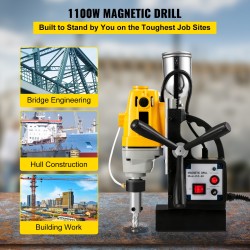 Magneettiporakone 1100 W maksimi 40 mm halkaisija 125 mm syvyys 11 porakruunua