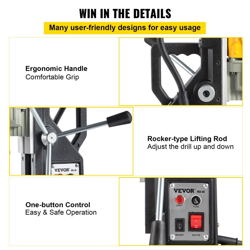 Kannettava sähköinen magneettiporakone 1100W 40 mm ontelopora 12 terää 12000N
