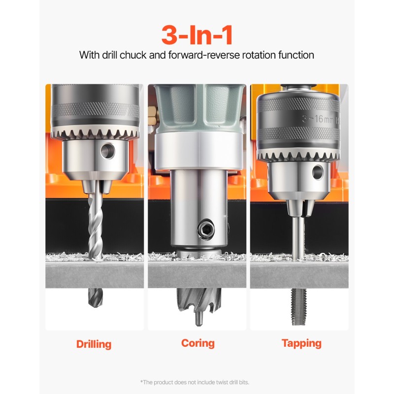 Magneettiporakone 1450W holkkoporaus 50 mm 6 holkkoporia portaaton nopeudensäätö metallipinnoille