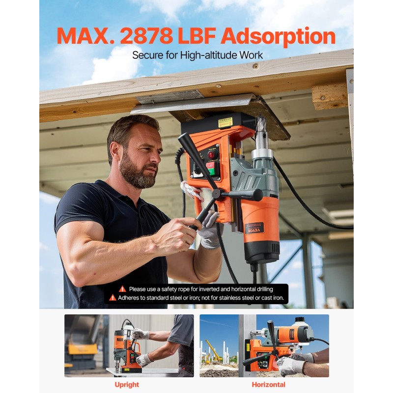 Magneettiporakone 1450W holkkoporaus 50 mm 6 holkkoporia portaaton nopeudensäätö metallipinnoille