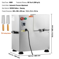 Sähköinen sokeriruokomehupuristin 800W 4 ruostumatonta teräsrullaa 300 kg tunnissa automaattinen telapaineen säätö