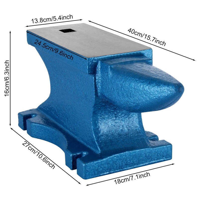 Alasin valurautainen 45 kg yhden sarven neliöreiällä metalliseppien käyttöön