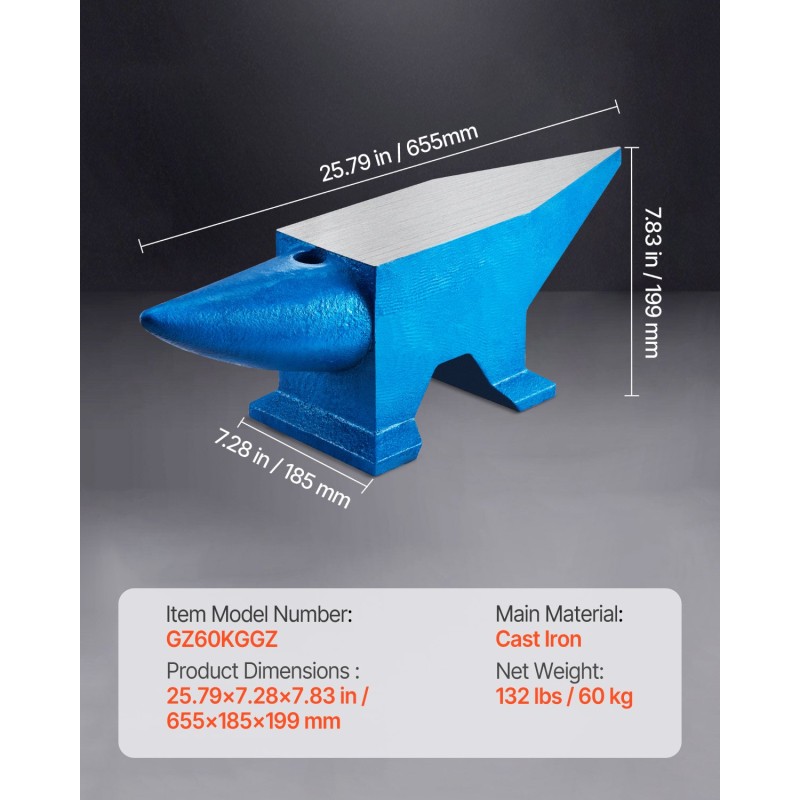 Alasin 60 kg karkaistusta terästä kaksi sarvea pyöreä ja neliöreikä seppätyöhön