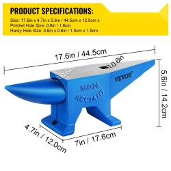 Alasin valuterästä 20 kilogrammaa kahdella sarvella ja pyöreällä reiällä