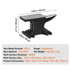Yksisarvinen valuteräsalasin 4 kg kompakti tukeva jalusta työpinta 132 x 68 mm