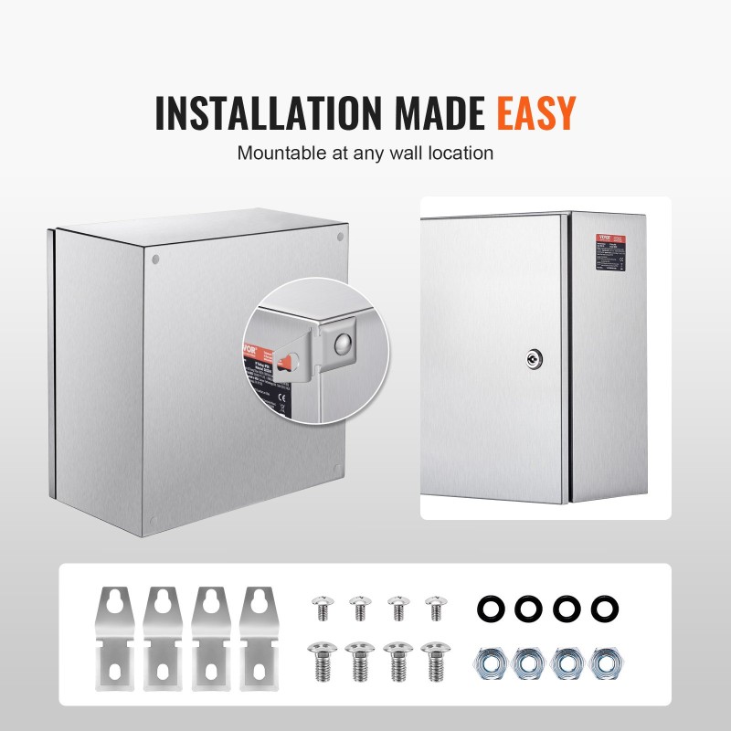 Sähköasennuskotelo 304-ruostumattomasta teräksestä 300 x 300 x 200 mm NEMA 4X