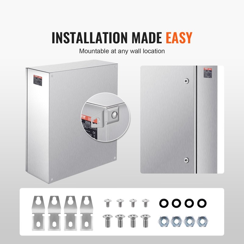 Sähkökotelo 304-ruostumaton teräs 60x50x20 cm seinäkiinnitys IP66 saranoitu ovi lukko