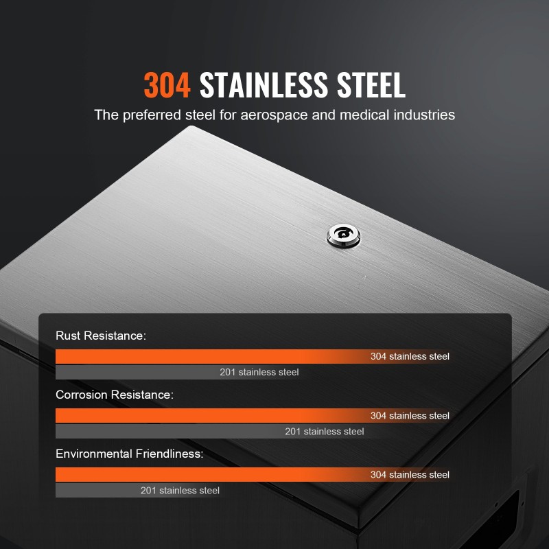 Sähkökotelo SUS304-ruostumatonta terästä 40×30×15 cm seinäkiinnitys ulkokäyttö IP66