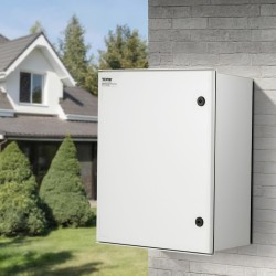 Sähkökotelo lasikuituvahvisteisesta komposiitista 60x50x23 cm IP66 seinäkiinnitys kiinnityslevy