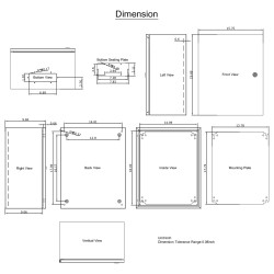 Teräksinen sähkökotelo 1,5 mm kylmävalssattu 50x40x25 cm IP66 sinkitty taustalevy