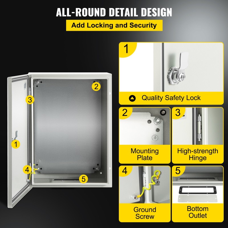 Sähkökotelo hiiliteräs 1,5 mm 40x30x20 cm IP66 lukittava