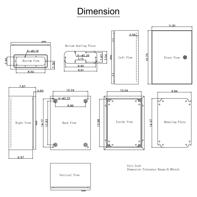 Sähkökotelo hiiliteräs 1,5 mm 40x30x20 cm IP66 lukittava