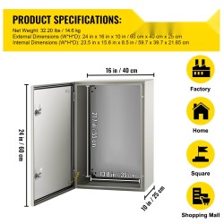 Sähkökotelo 60 x 40 x 25 cm hiiliteräs IP66 NEMA 4X