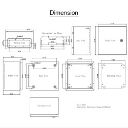 Teräsinen sähkökotelo 30x30x20 cm IP66 lukittava irrotettavalla asennuslevyllä