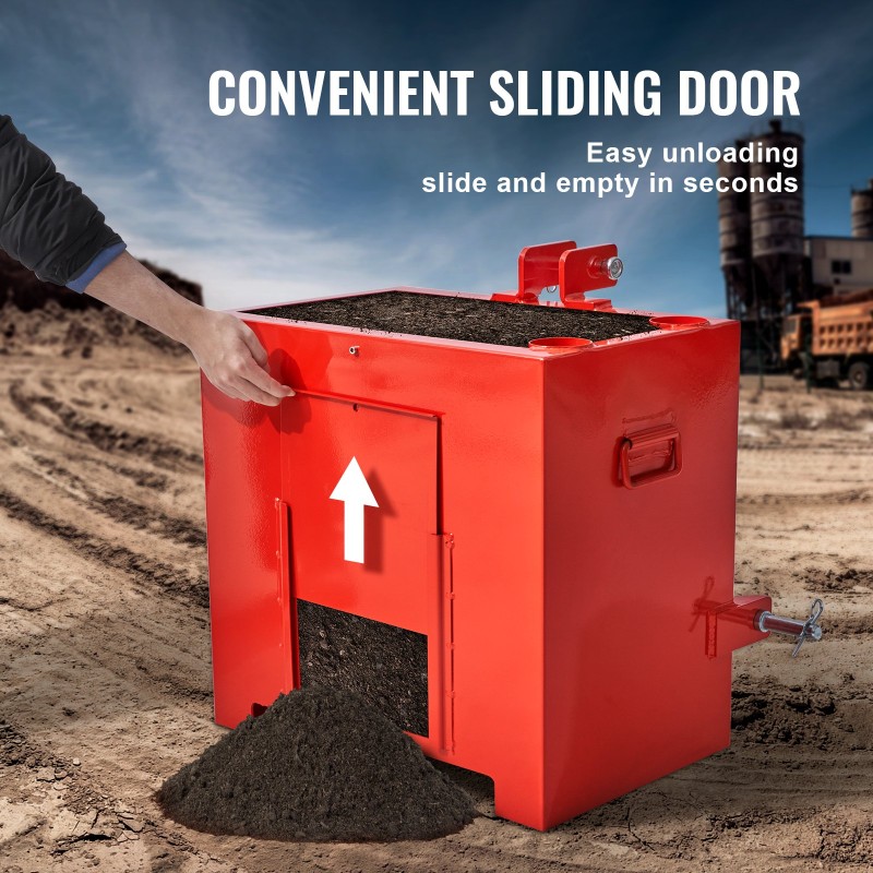 Traktorin teräksinen painolaatikko 3-piste kategoria 1 5ft³ 363 kg 2'' vetokoukulle