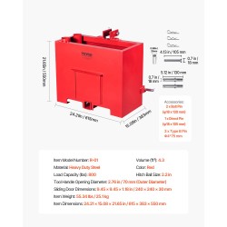 3-pisteen kategoria yksi traktorin painolaatikko raskas teräs 4.3 kuutiojalkaa 2 tuuman vetokoukkuun