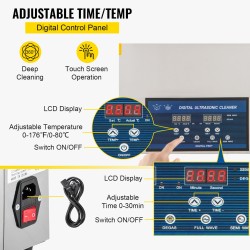Ultraäänipesuri 30 L ruostumatonta terästä 28 ja 40 kHz lämmityksellä ajastimella
