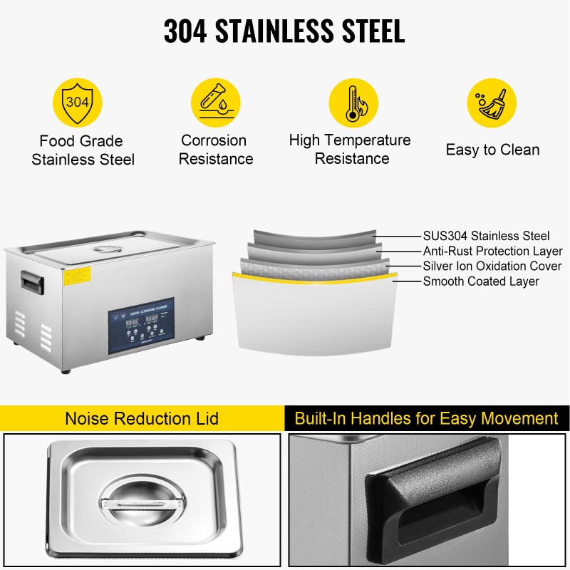 Ultraäänipesuri 22 l kaksoistaajuus 28/40 kHz lämmitys 304-ruostumatonta terästä koruille ja silmälaseille