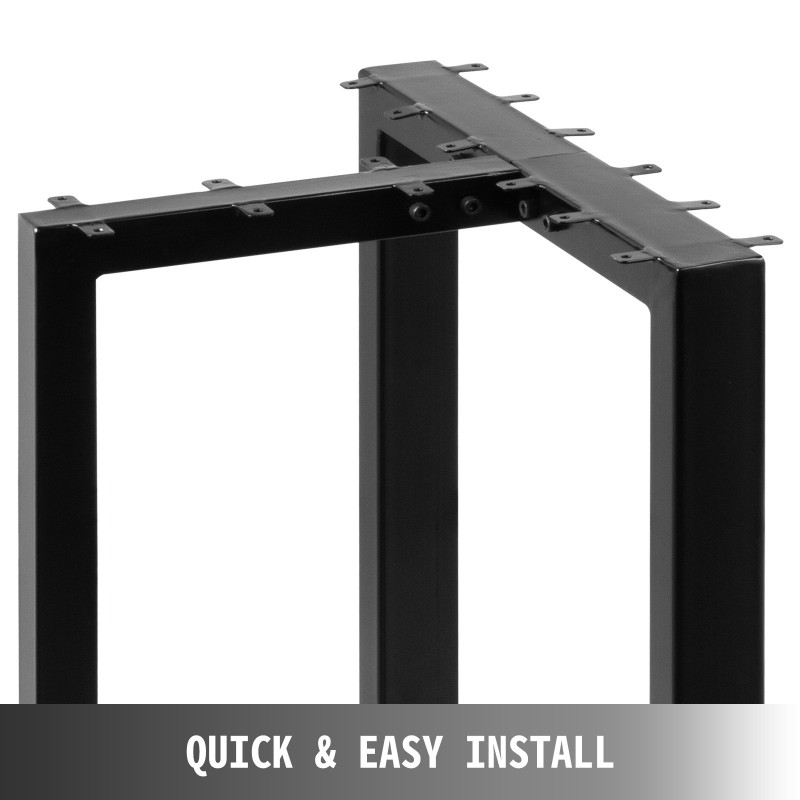 Pöydänjalat teräs T-muotoiset 2 kpl 460 mm korkeat mustat säädettävät kumitassut