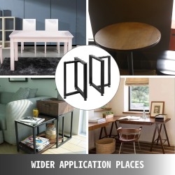 Pöydänjalat teräs T-muotoiset 2 kpl 460 mm korkeat mustat säädettävät kumitassut