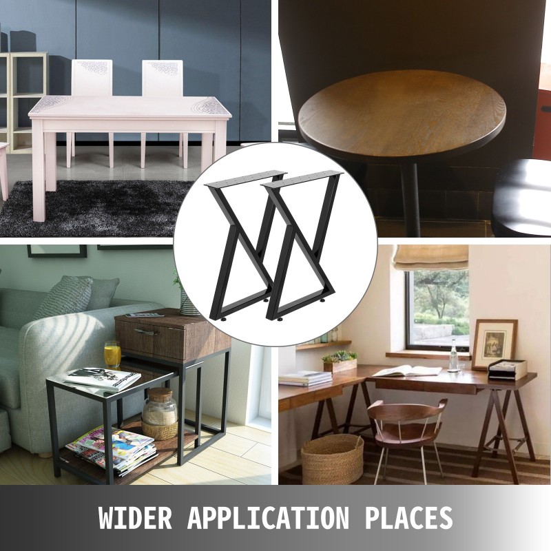 Metalliset pöydänjalat teräs 71 cm 61 cm 2 kpl musta siksakmallinen