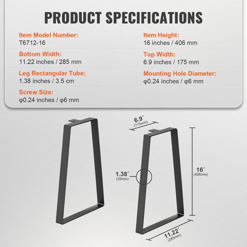 Trapetsinmuotoiset teräksiset pöydänjalat 2 kpl 406 mm säädettävät 181 kg kantavuus musta