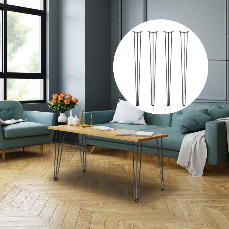 Hiuspinnapöydän jalat 91,5 cm hiiliteräs 4 kpl mustat kolmitankoiset