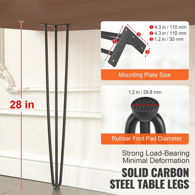 Hiuspinni-pöydänjalat 4 kpl hiiliteräs 0,7 m 3 tankoa 408 kg kantavuus