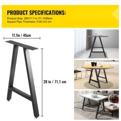 Teräksiset A muotoiset pöydänjalat 71 1 x 45 cm 2 kpl polyuretaanipinnoite