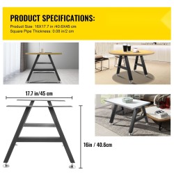 Teräksiset A-muotoiset pöydänjalat 40,6 x 45 cm 2 kpl korkeussäädöllä