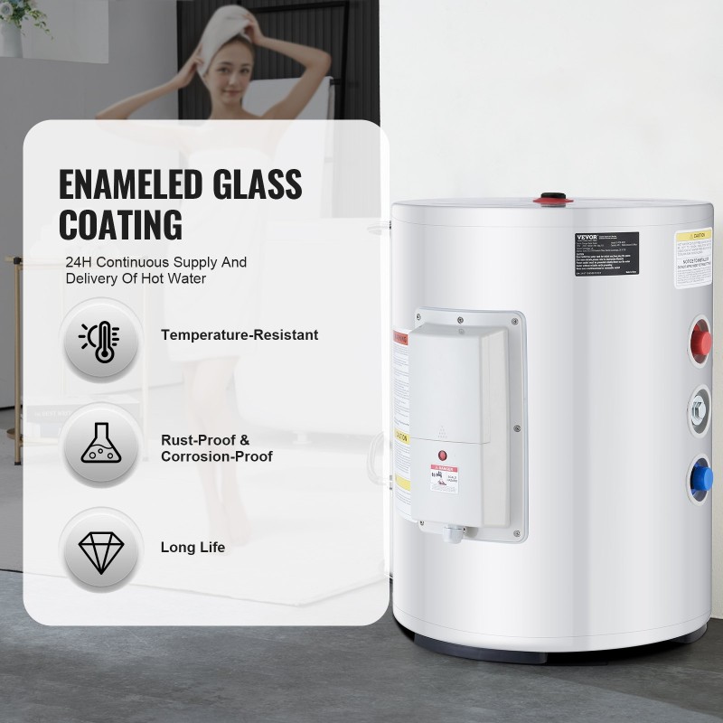 Sähköinen 40 litran lämminvesivaraaja kylmävalssattu hiiliteräs 1600 wattia sivuliitäntä roiskevesisuojattu